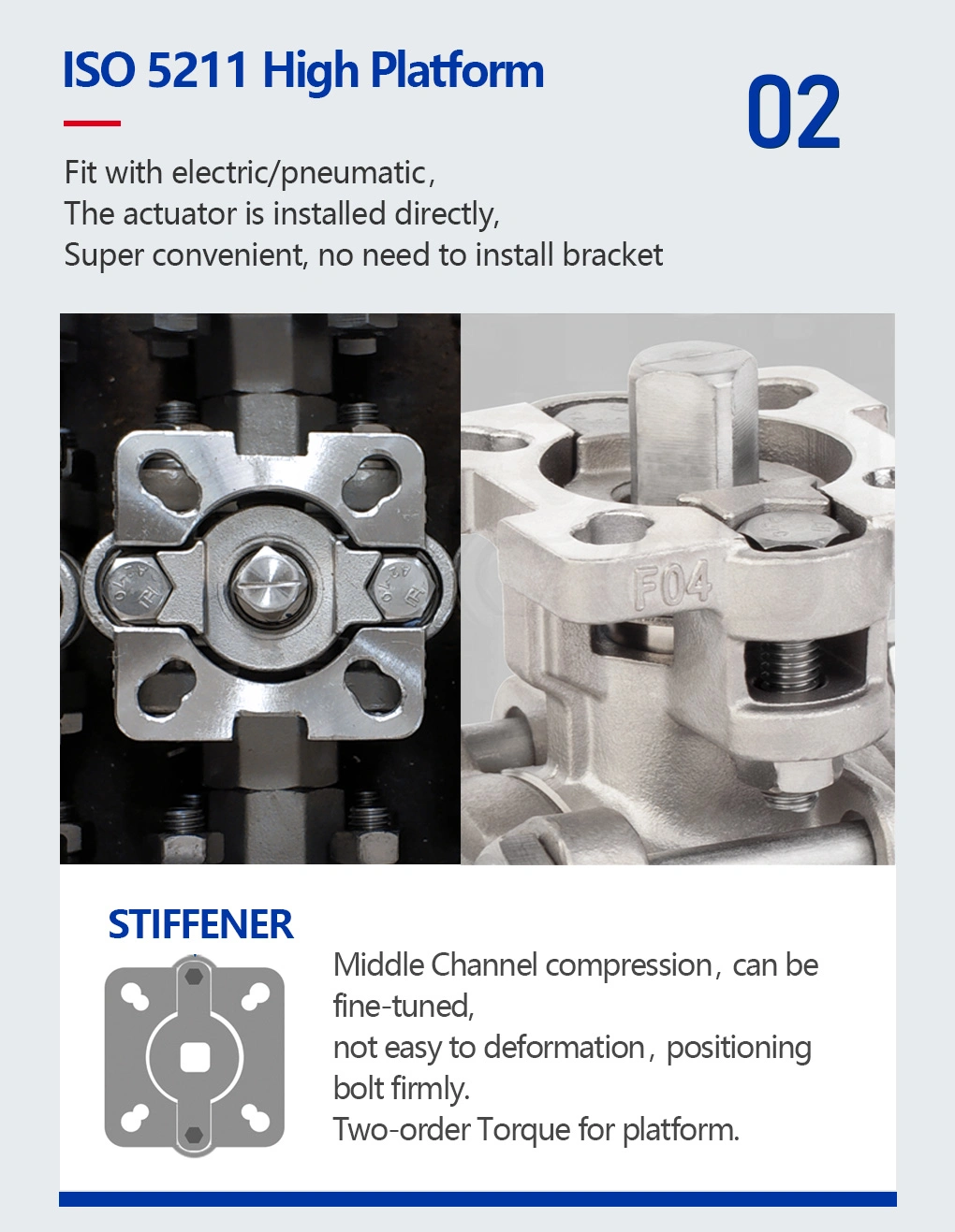 Dico Building Material Stainless Steel CF8/CF3m/Wcb 3 Way Flange Ball Valve